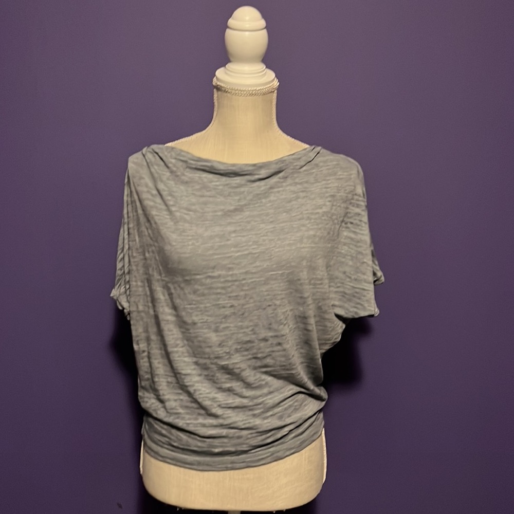 We The Free People Astrid Knit Top Blue Tee Boho Short Sleeve Shirt S Small